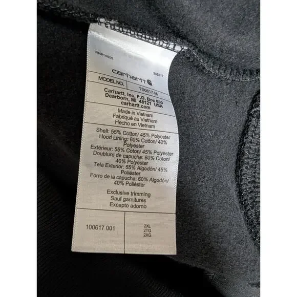 NWT Carhartt Rain Defender Sweatshirt Mens 2XL Black Loose Heavyweight 1/4 Zip - Picture 4 of 5
